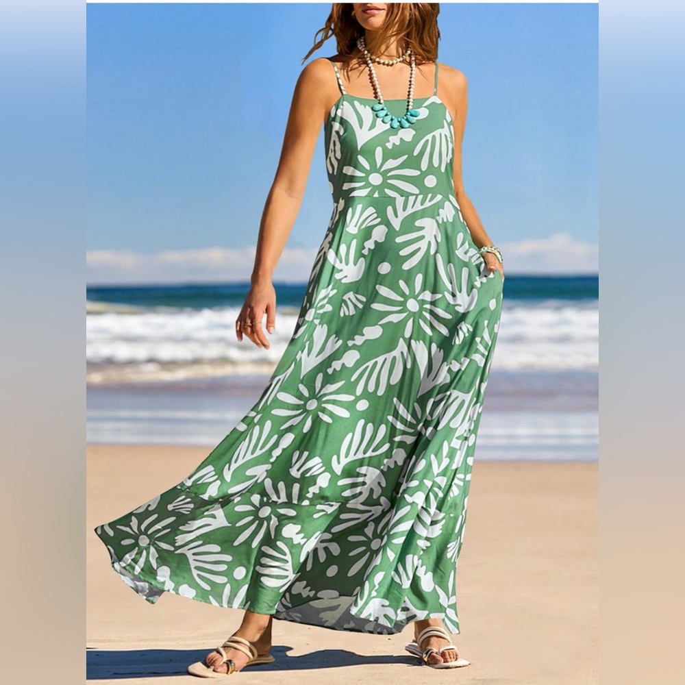 Green Floral Maxi Dress